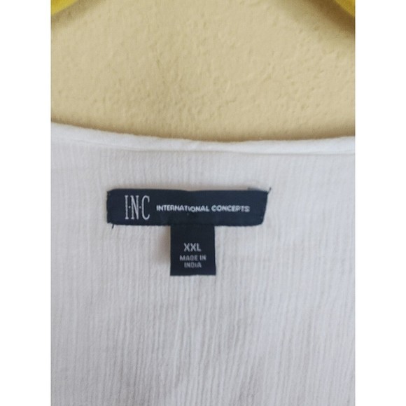 I.N.C Women's Blouse Top sheer white boho ruffle layer button up‎ NWT Size XXL - Picture 3 of 10